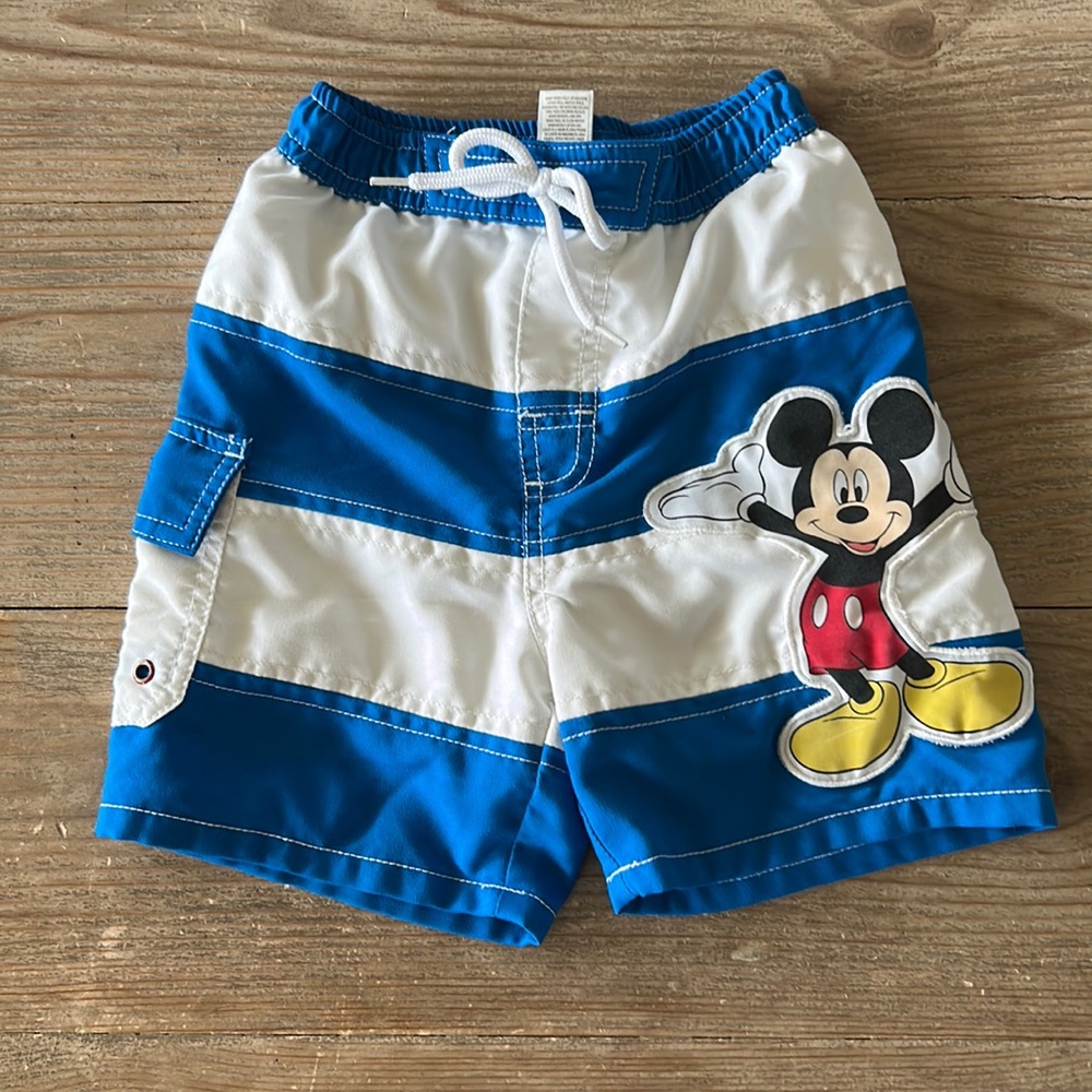 Mickey Mouse Boys Striped Swim Trunks